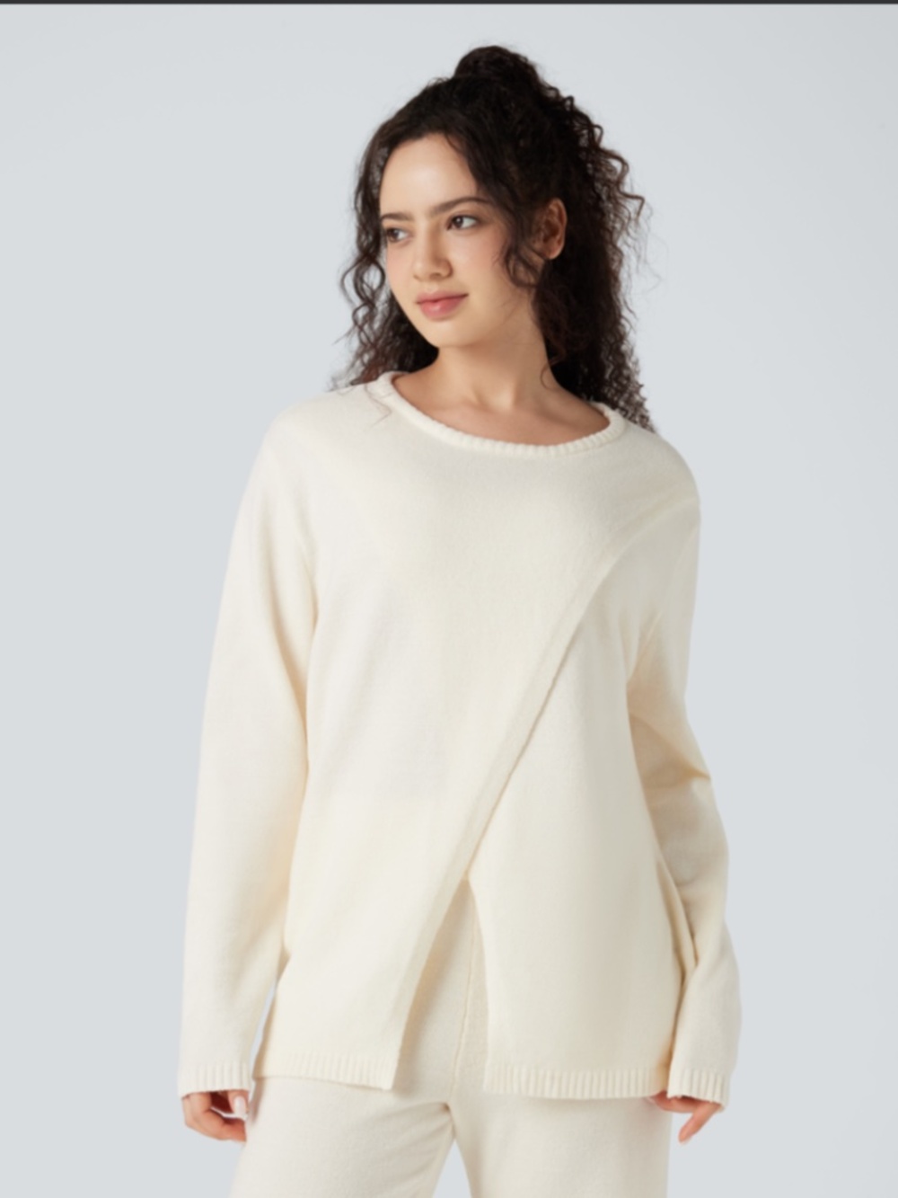 Halara Long Sleeve Asymmetrical Knit Lounge Sweater NWT